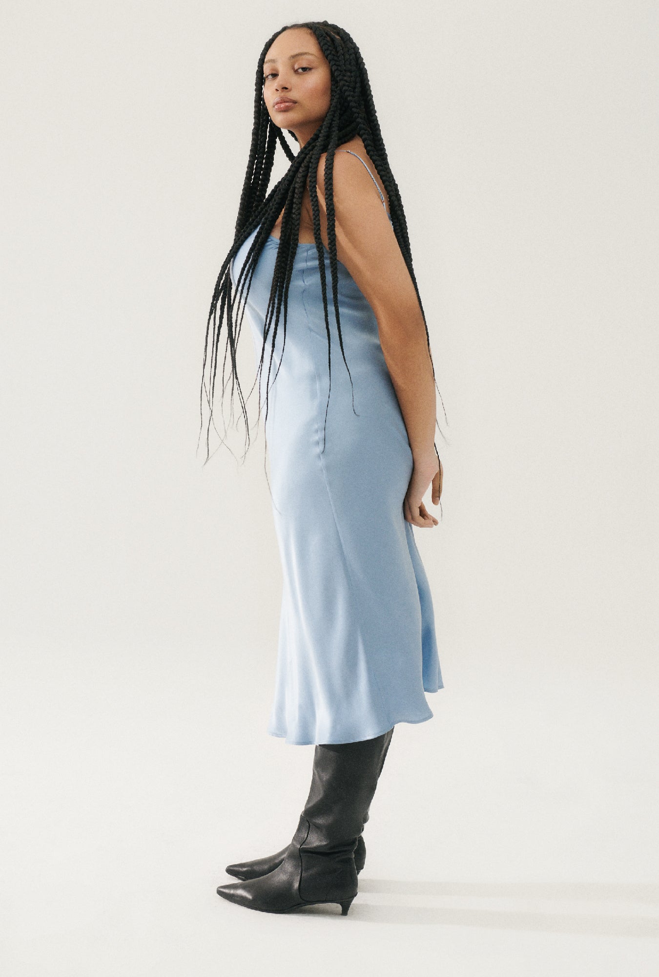 Silk Laundry 90s Slip Dress (Sky)