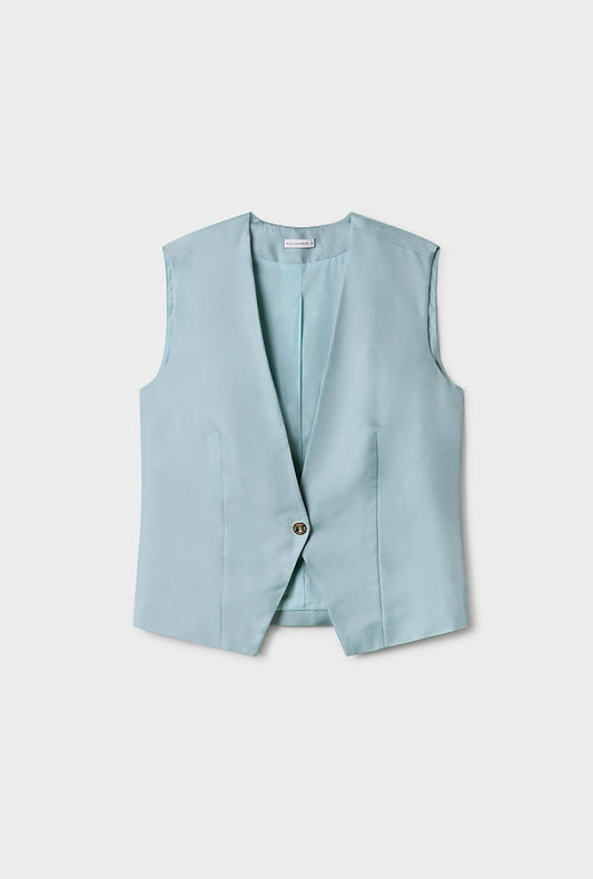 Silk Laundry Twill Slouch Vest (Sky)