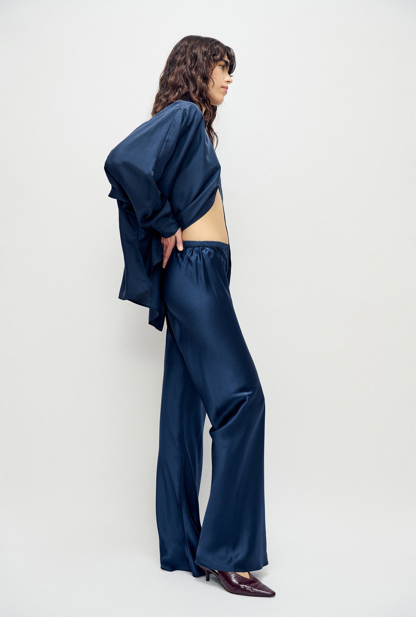 Silk Laundry Bias Cut Pants (Midnight)