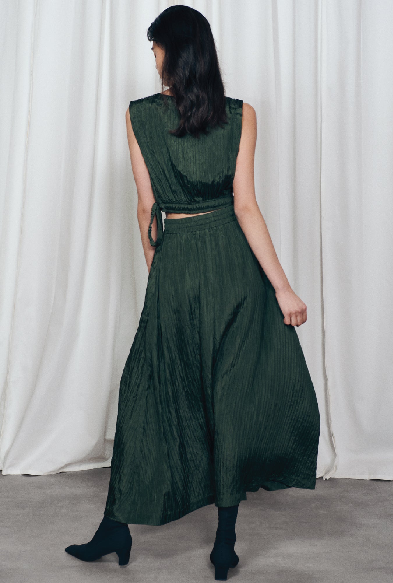 Silk Laundry Crinkle Skirt (Cedar)