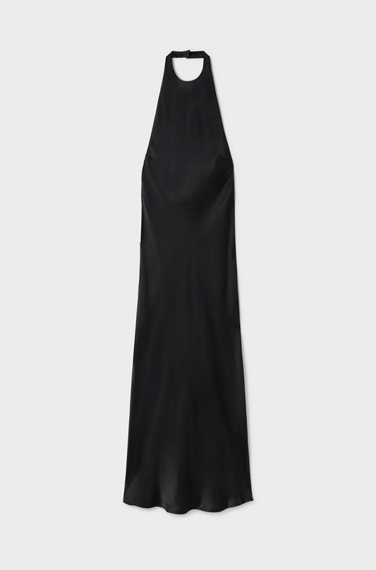 Silk Laundry Halter Dress (Black)