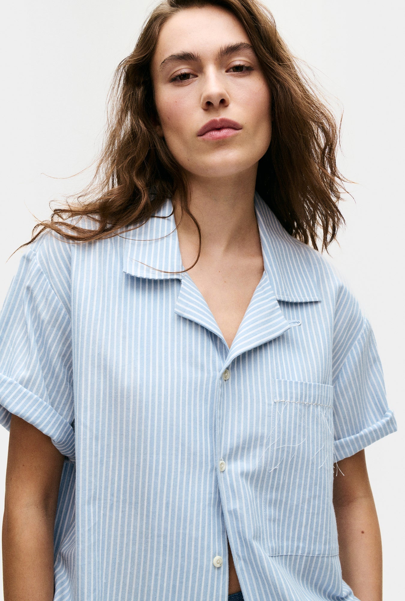 Silk Laundry Cotton Camp Shirt (Storm Stripe)