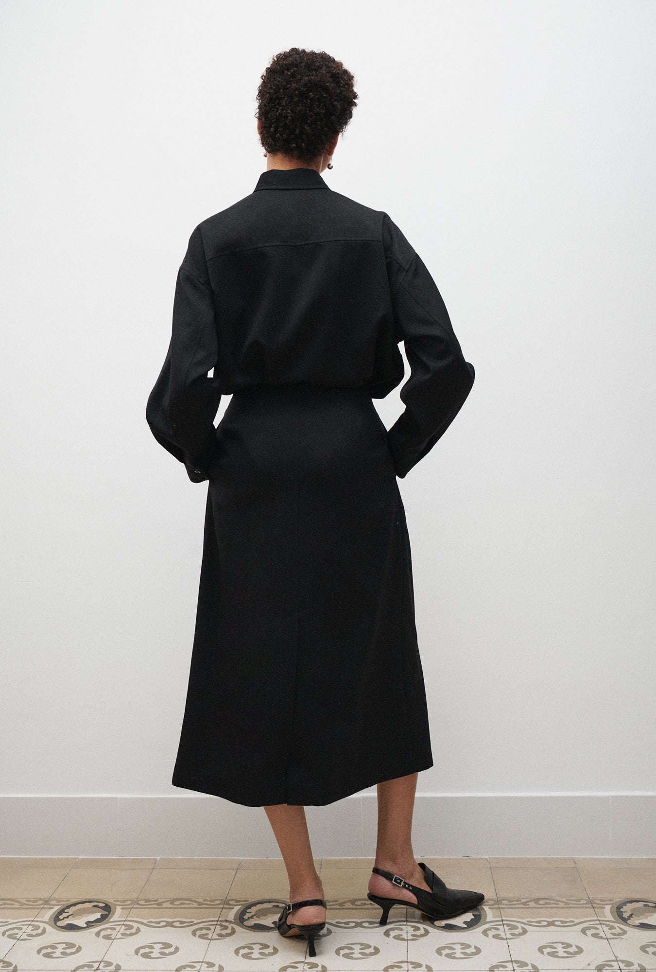 Silk Laundry Wool Wrap Skirt (Black)