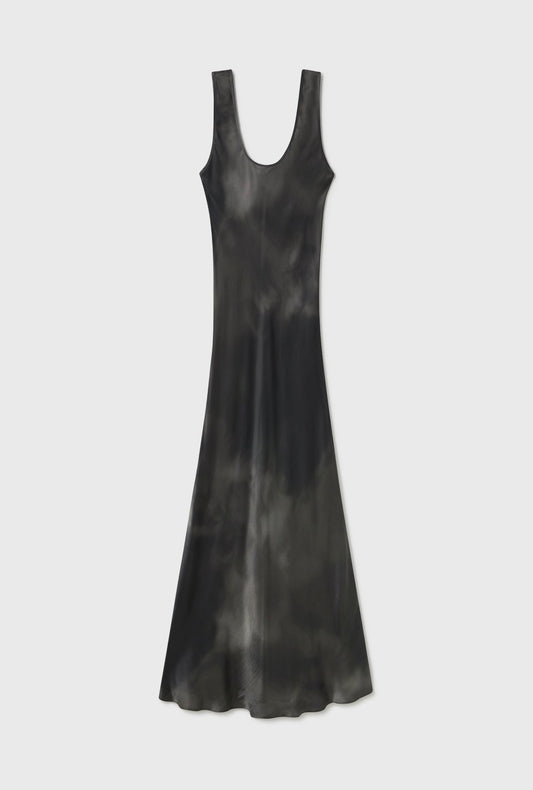 Silk Laundry Scoop Neck Dress (Smoke)