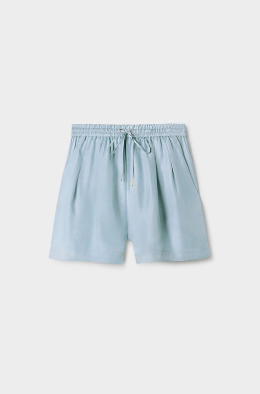Silk Laundry Twill Slouch Shorts (Sky)