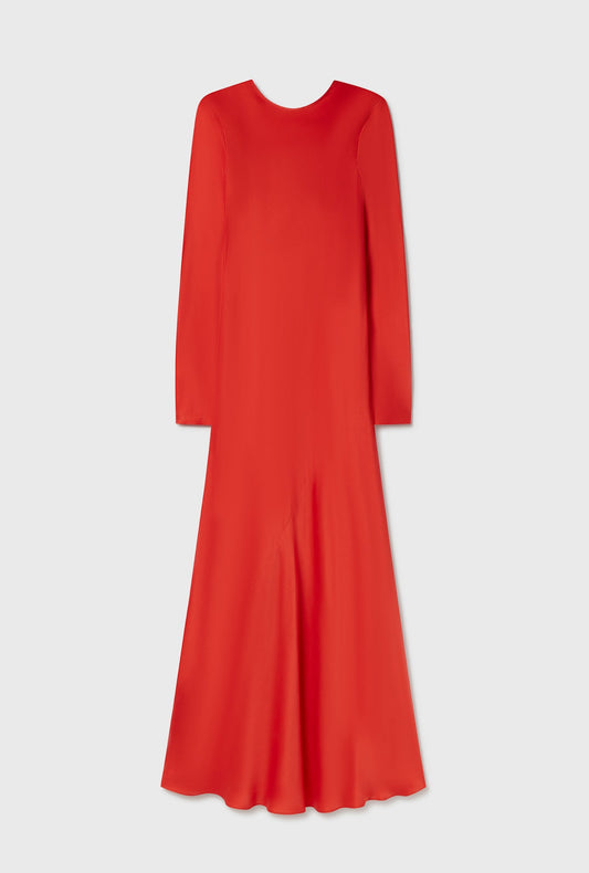 Silk Laundry Full Sleeve Bias Dress (Geranium)