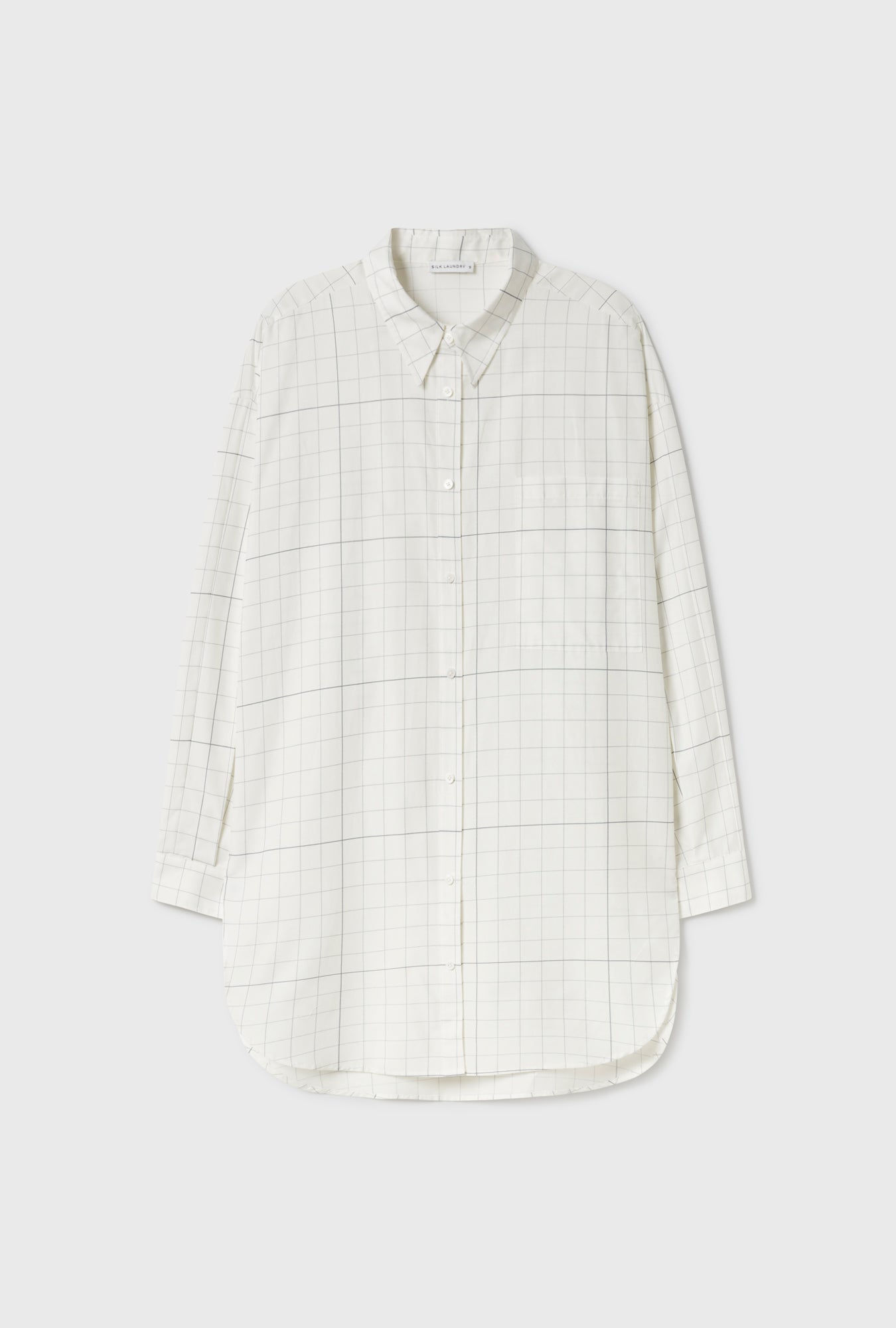Silk Laundry COTTON SILK ROUND SHIRT (Grid)