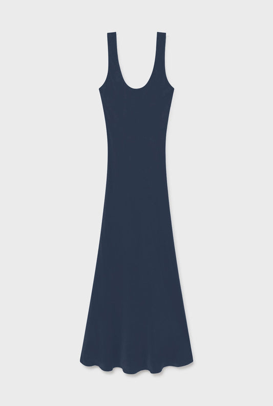 Silk Laundry Scoop Neck Dress (Midnight)