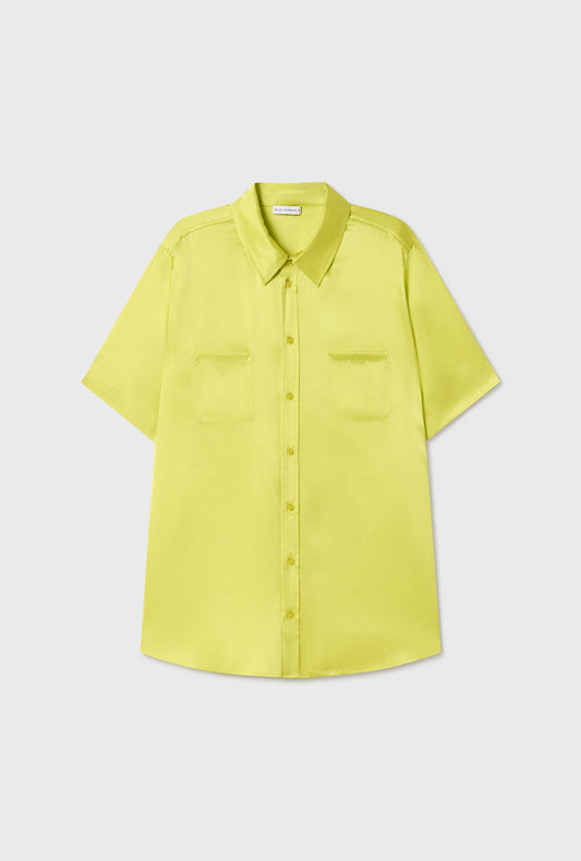 Silk Laundry Short Sleeve Boyfriend Shirt (Absinthe)