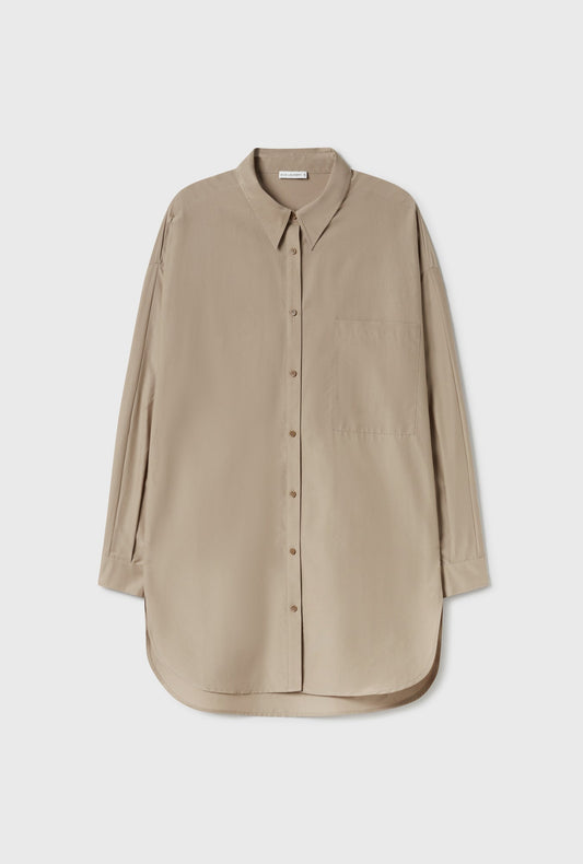 Silk Laundry COTTON SILK ROUND SHIRT (Graphite)