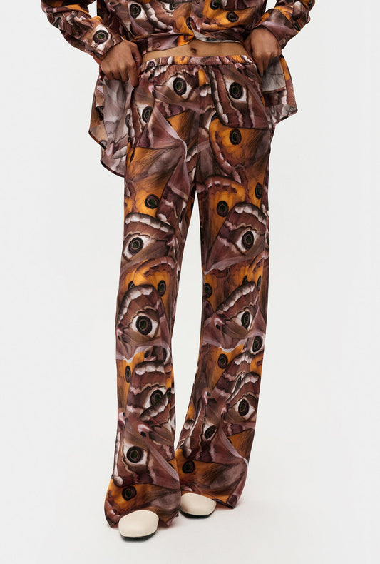 Image of a model wearing Pants. Product name - Bias Cut Pants Wingspan in Wingspan colour by brand - Silk Laundry