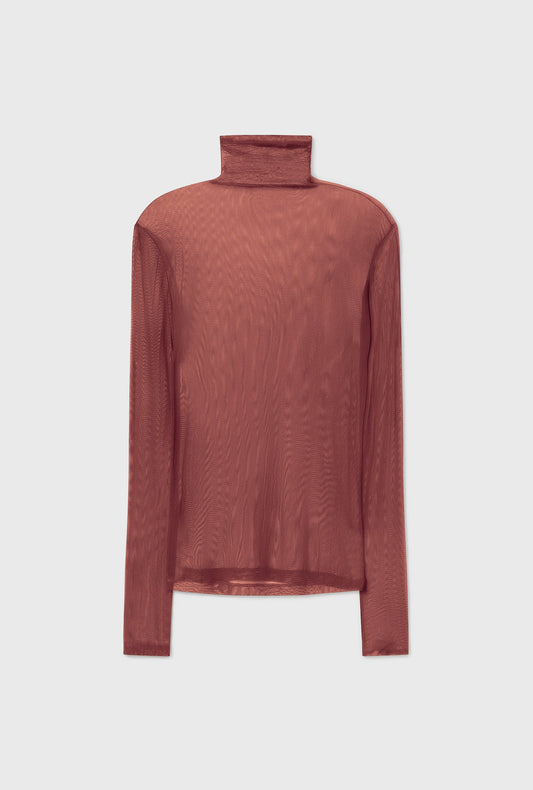 Silk Laundry Mesh Turtleneck (Canyon)