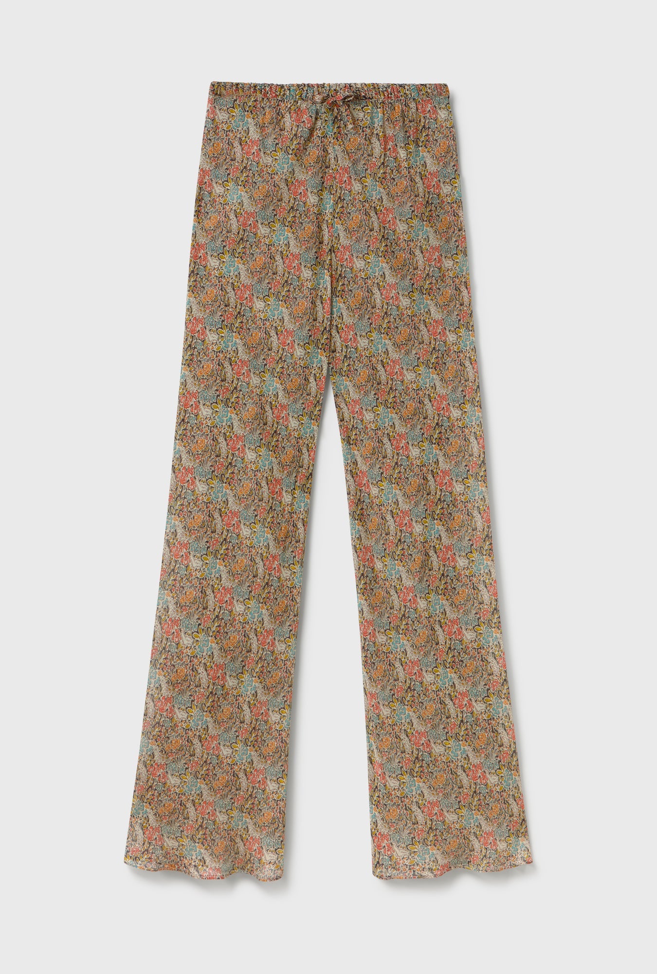 Silk Laundry Chiffon Bias Cut Pants (Sugar Floral)