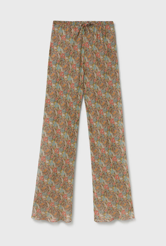 Silk Laundry Chiffon Bias Cut Pants (Sugar Floral)