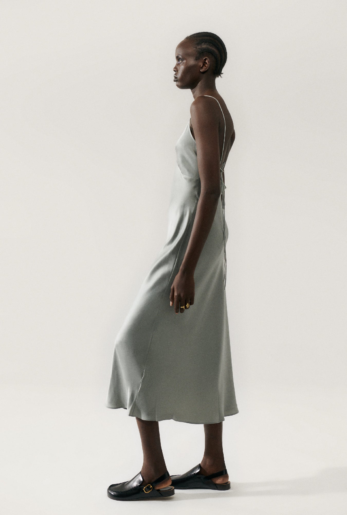 Silk Laundry Deco Rouleau Dress (Moon)