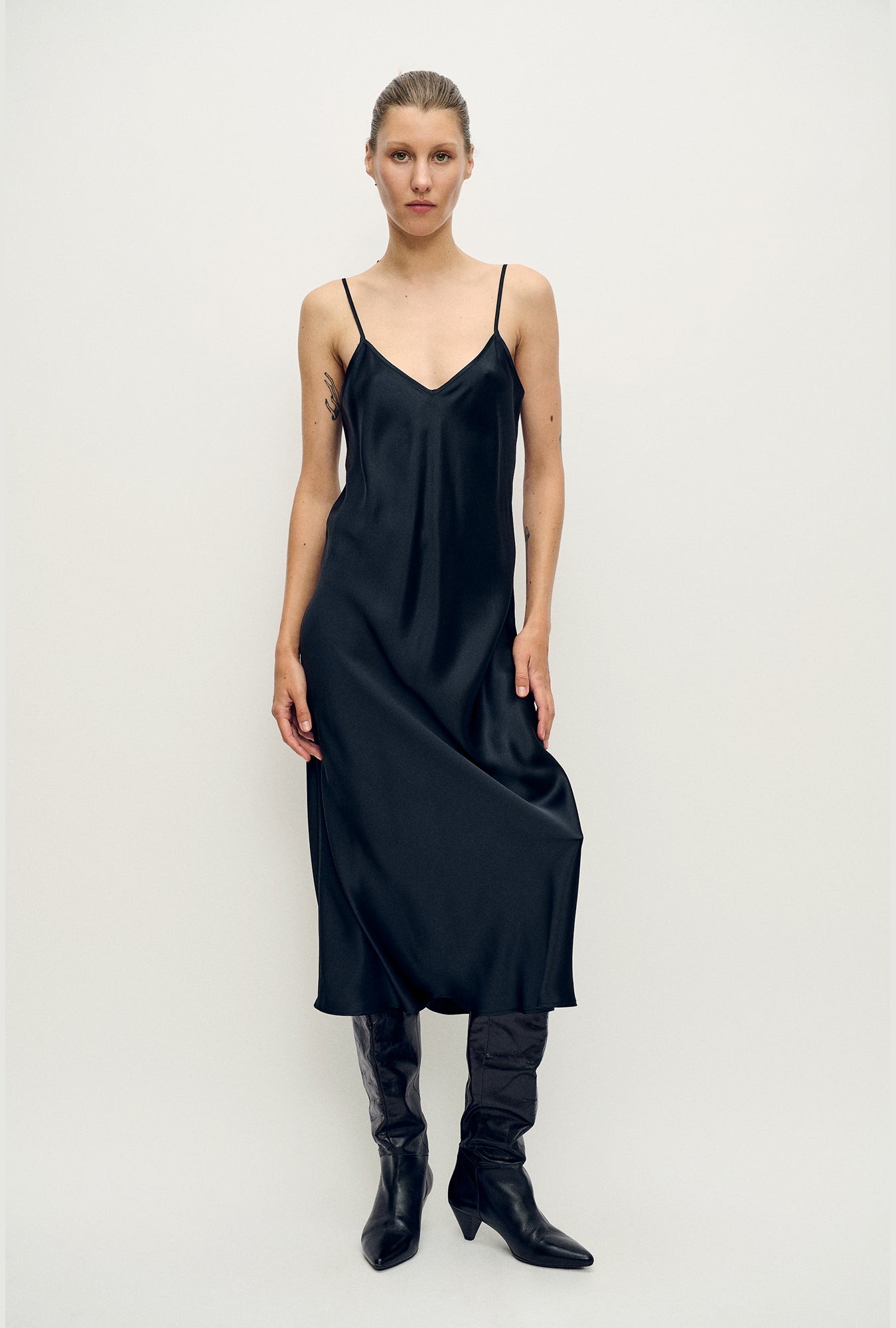 Image of Dresses. Product name - 90s Slip Dress Black in Black colour by brand - Silk Laundry