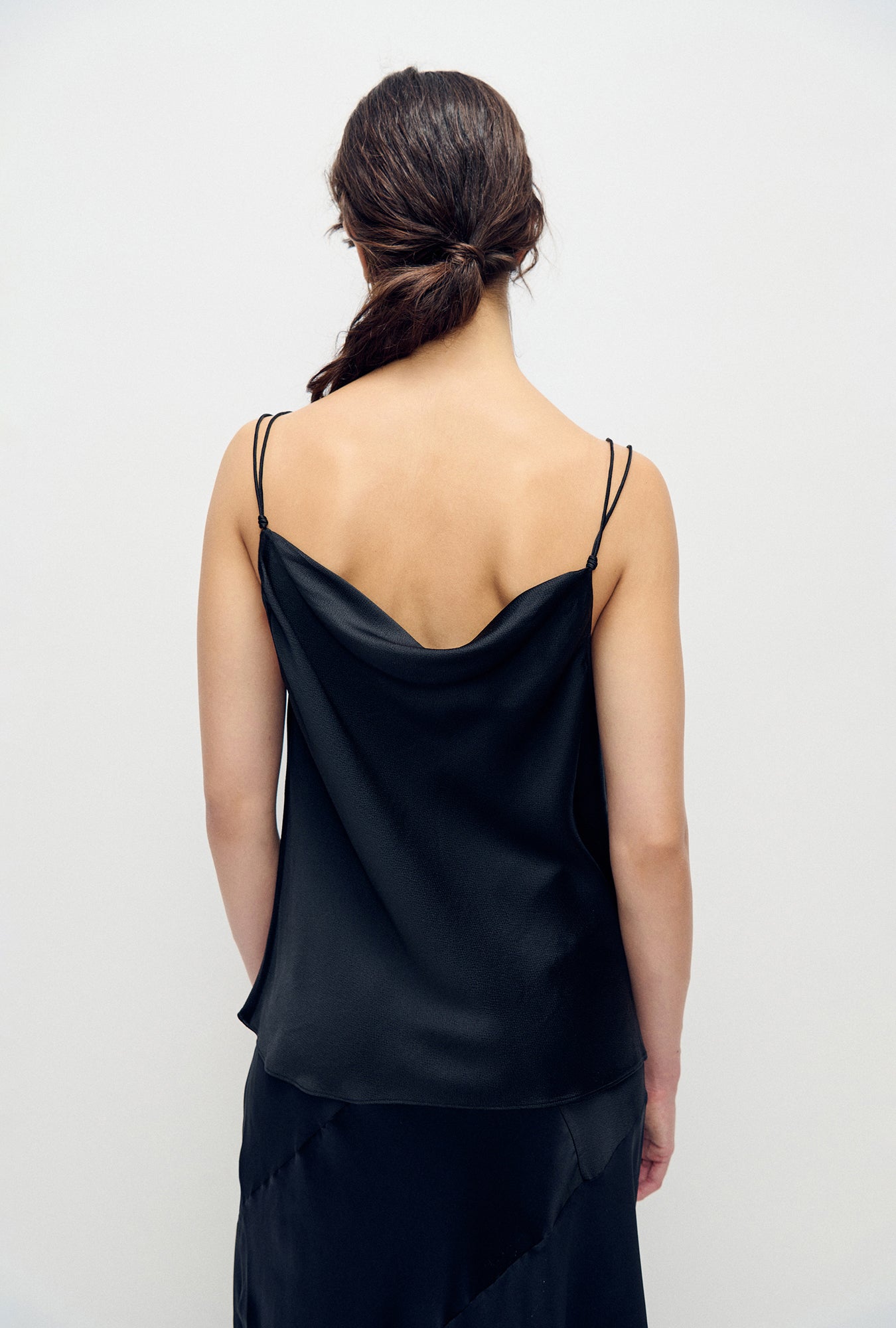 Silk Laundry Hammered Drape Cami (Black)