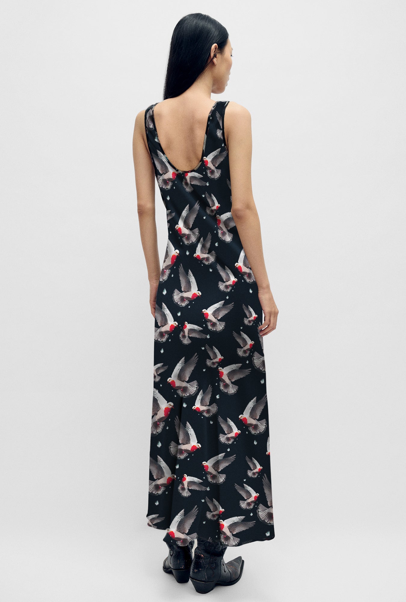 Image of Dresses. Product name - Scoop Neck Dress Bleeding Dove in Bleeding Dove colour by brand - Silk Laundry