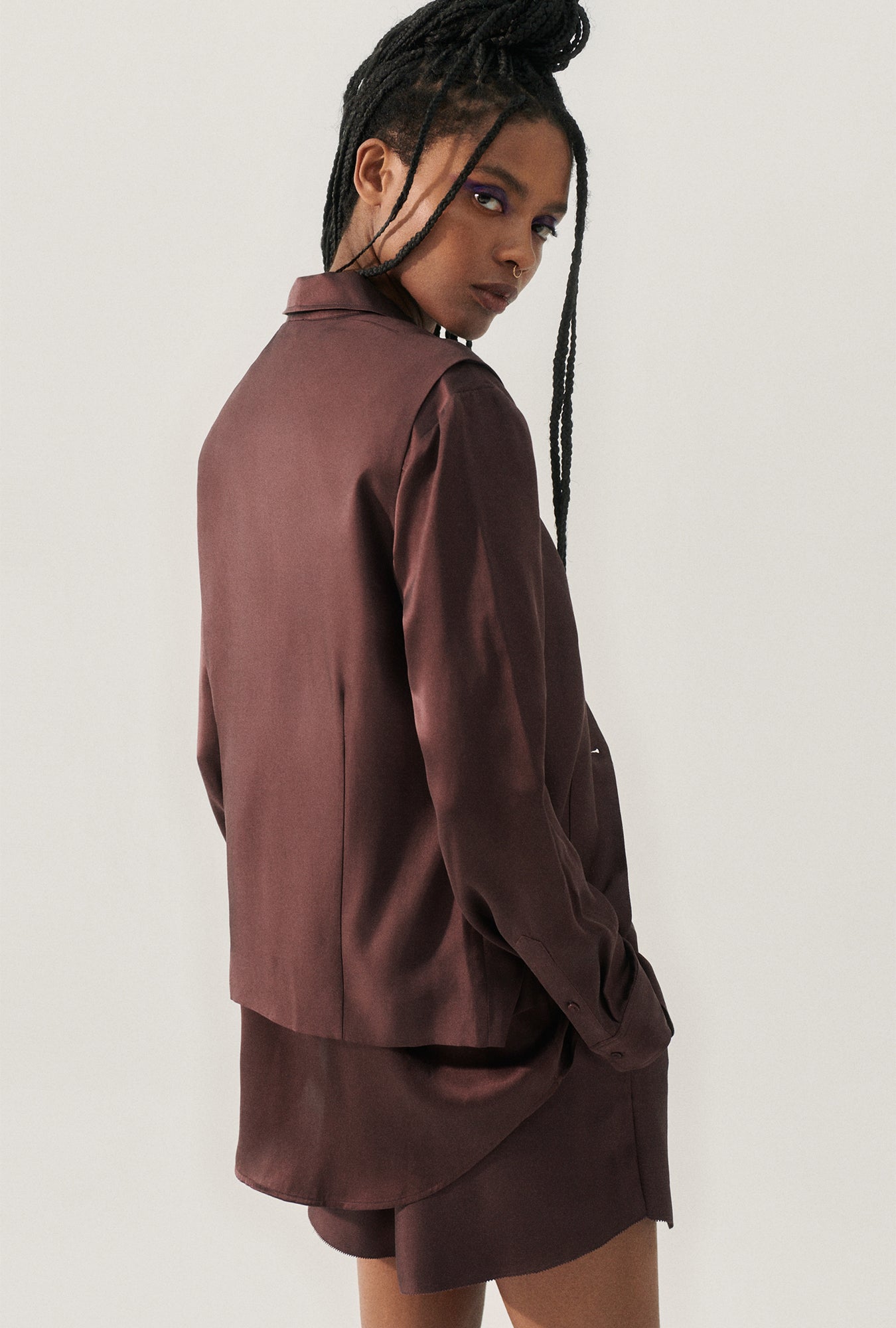 Silk Laundry Twill Slouch Vest (Cacao)