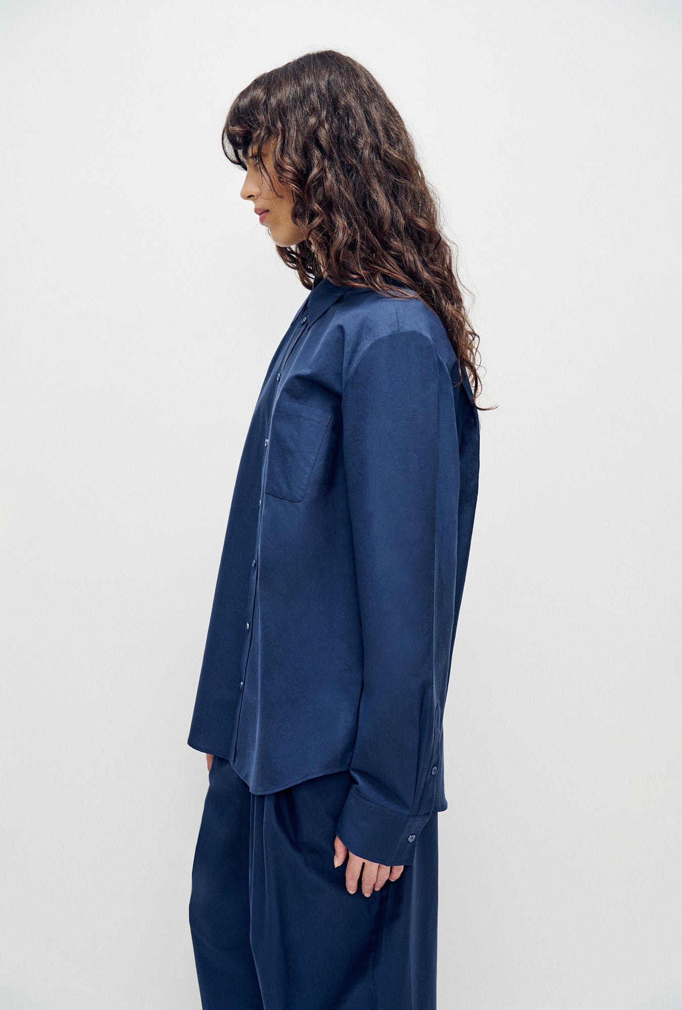 Laundry Cotton Silk Boyfriend Shirt (Midnight)
