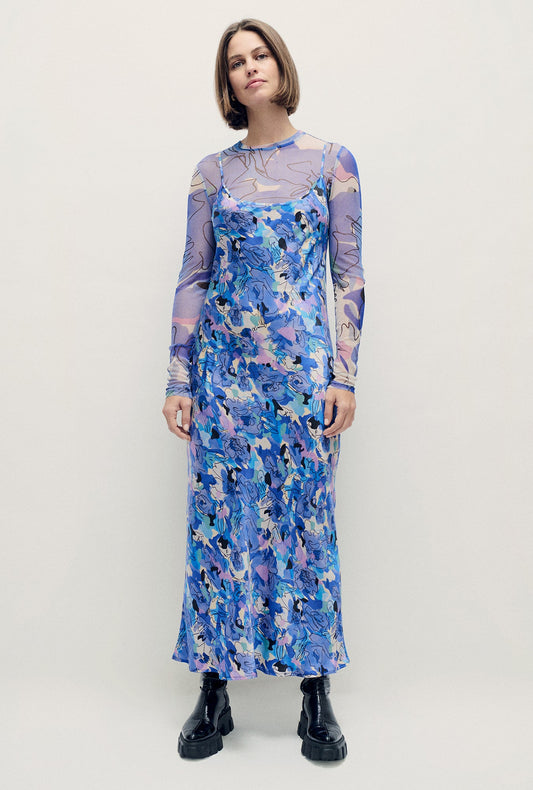 Image of Dresses. Productname: 1996 Dress Cornflower Floral in Cornflower Floral colour by brand - Silk Laundry