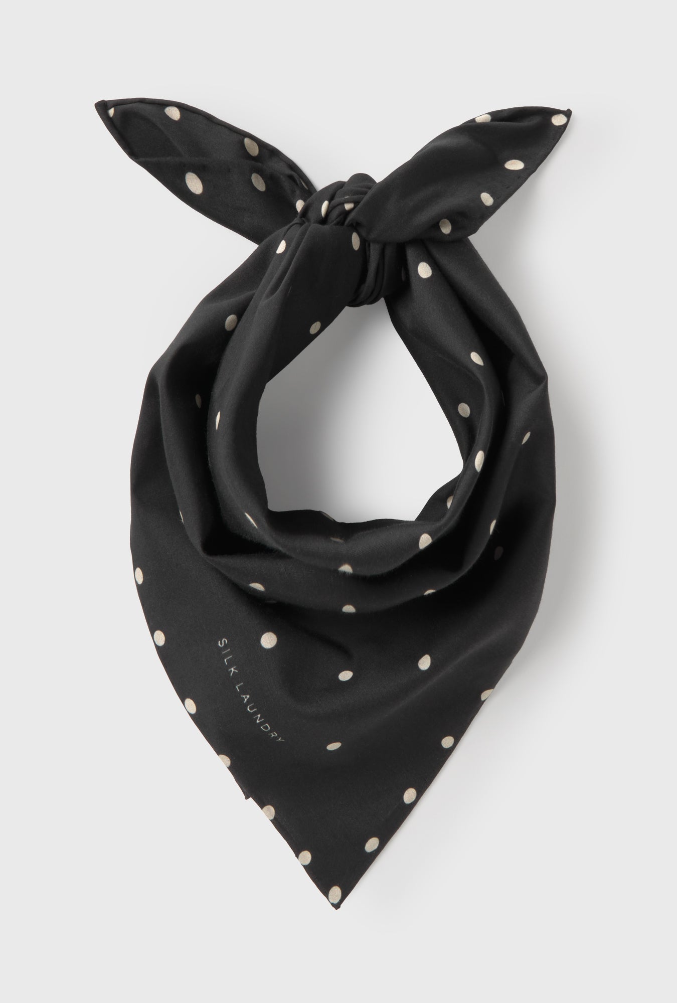 Image of Scarves & Shawls. Product name - Twill Scarf Small Polka Dot in Small Polka Dot colour by brand - Silk Laundry