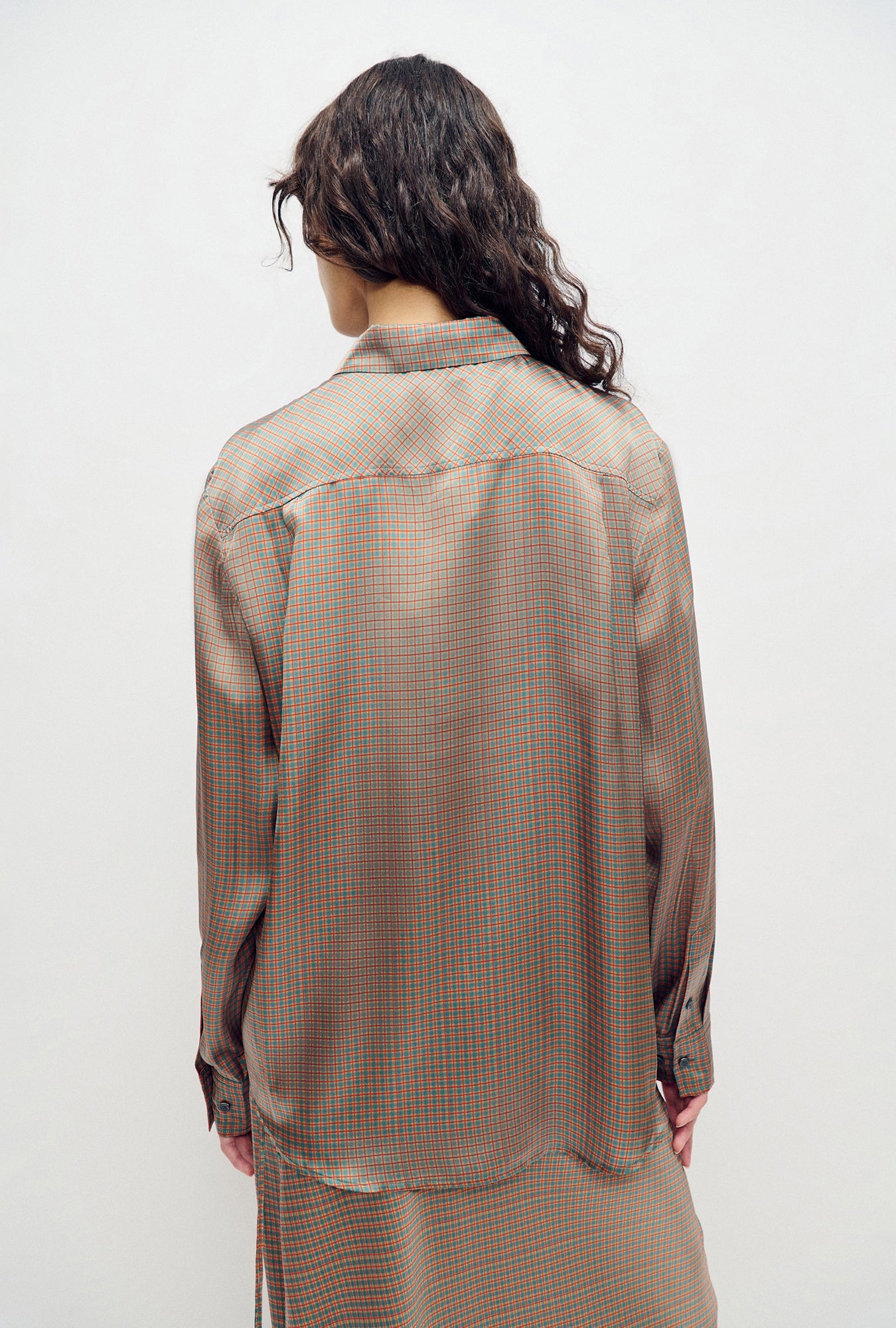Silk Laundry Boyfriend Shirt (Micro Plaid)
