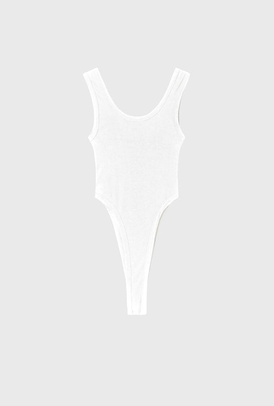 Silk Laundry Cutaway Bodysuit (White)