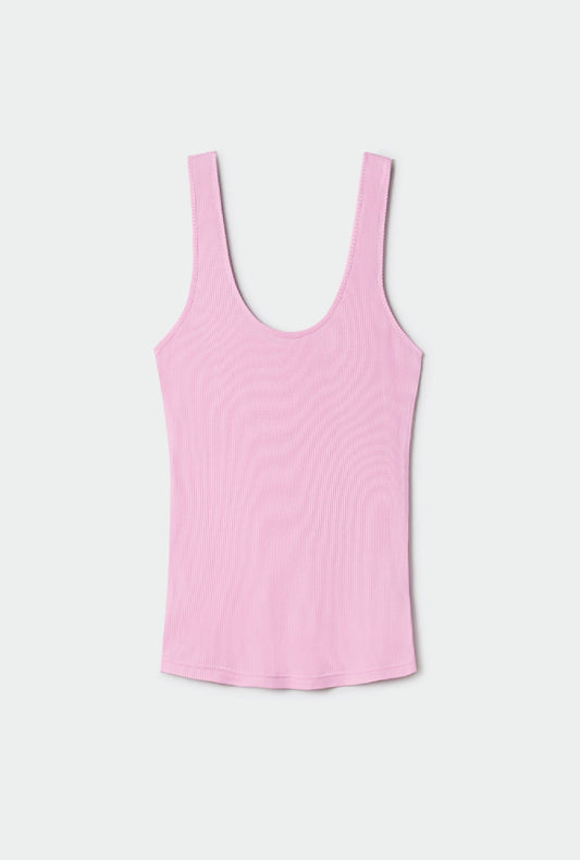 Silk Laundry Ribbed Tank (Fig)