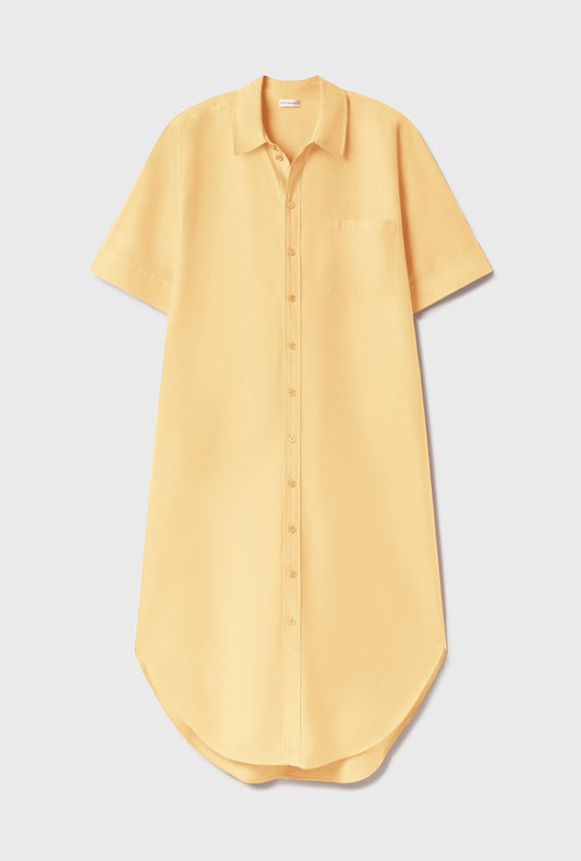 Silk Laundry Short Sleeve Boyfriend Shirt Dress (Margarita)
