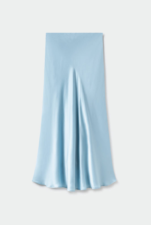 Silk Laundry Long Bias Cut Skirt (Sky)