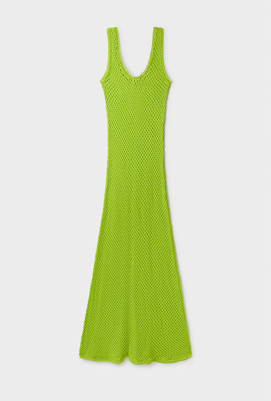 Silk Laundry Crochet Scoop Neck Dress (Fern)