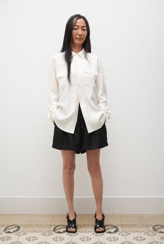 Image of Shirts. Product name - Twill Boyfriend Shirt White in White colour by brand - Silk Laundry