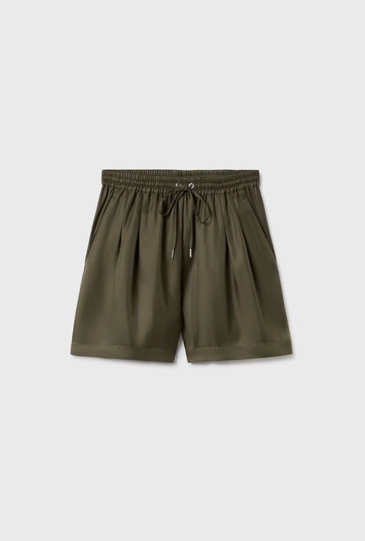 Silk Laundry Twill Slouch Shorts (Pine)