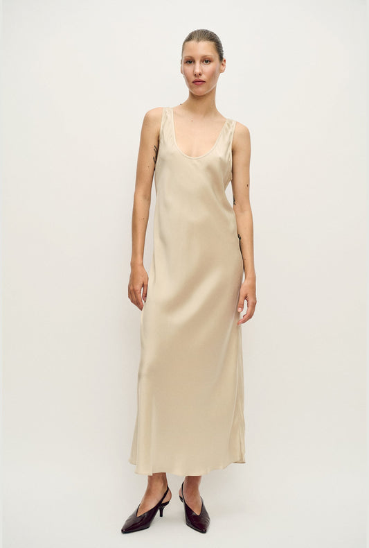 Image of Dresses. Product name - Scoop Neck Dress Hazelnut in Hazelnut colour by brand - Silk Laundry