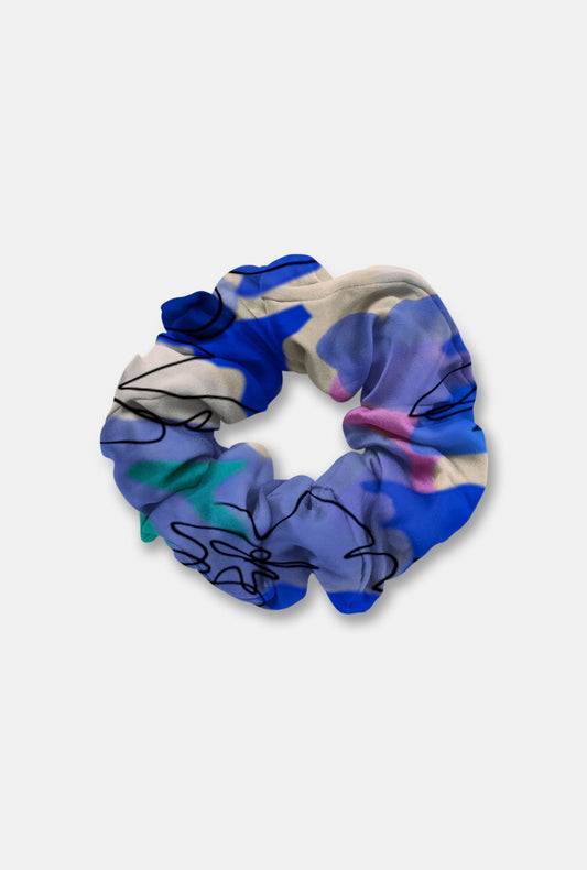 Image of Hair Accessories. Product name - Secret Scrunchie Cornflower Floral in Floral colour by brand - Silk Laundry