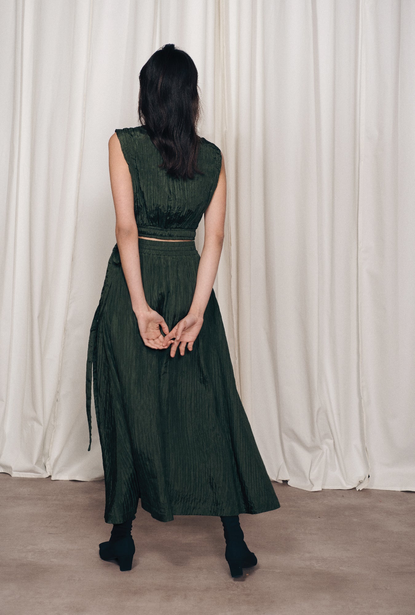 Silk Laundry Crinkle Skirt (Cedar)