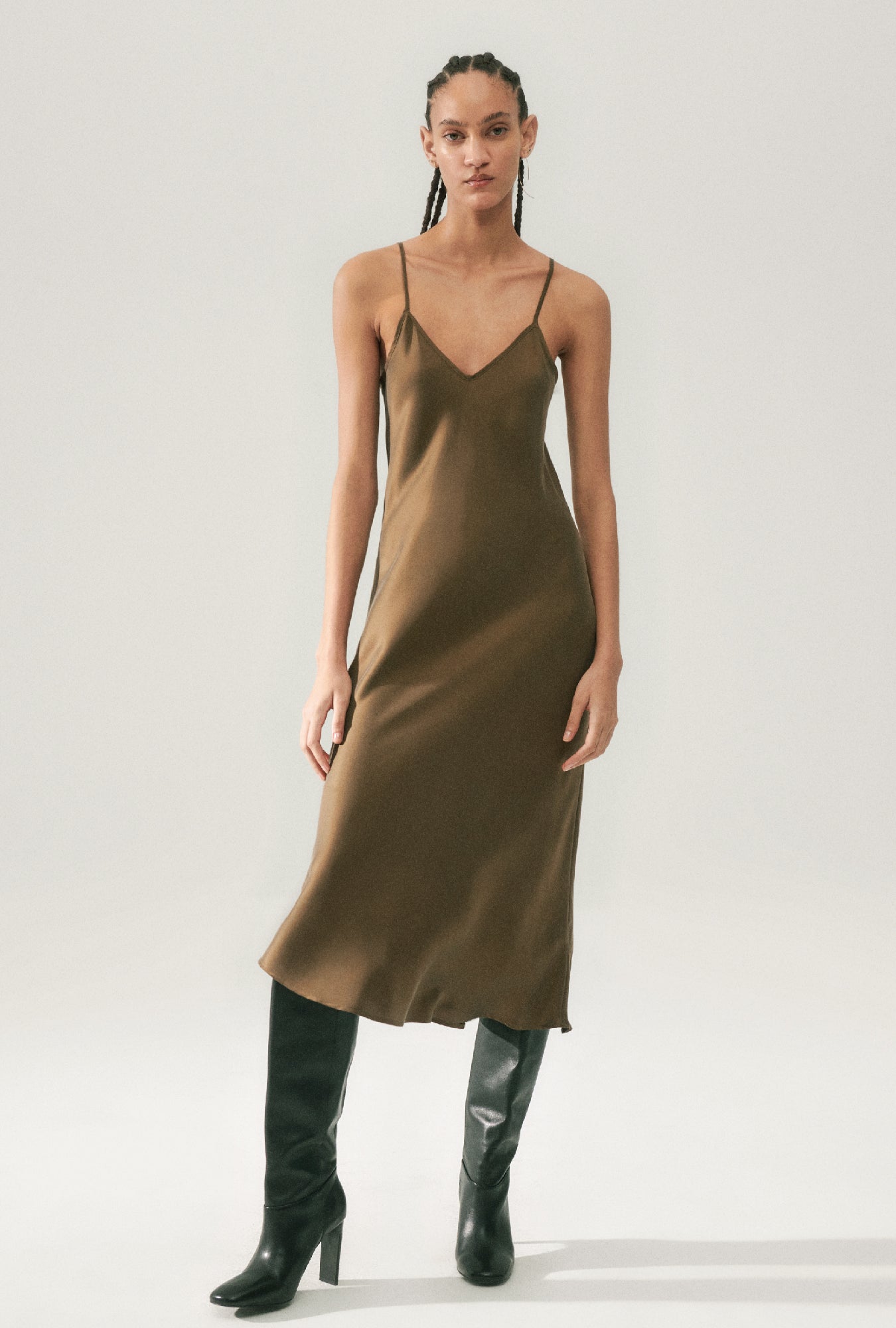 Silk Laundry 90s Slip Dress (Dark Earth)