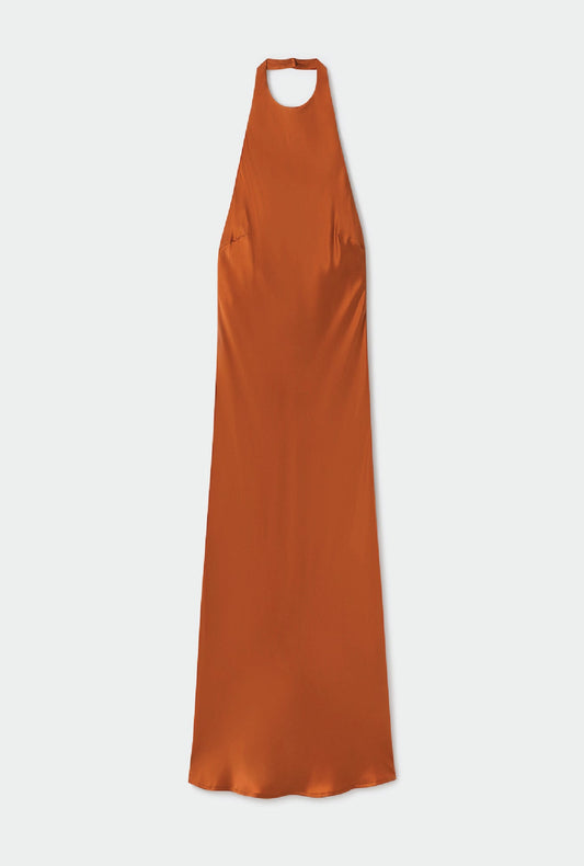 Silk Laundry Halter Dress (Umber)