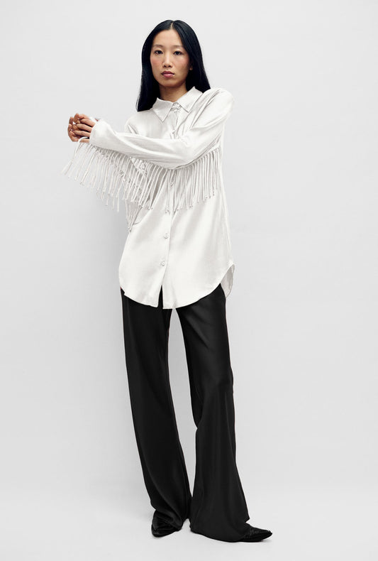 Image of Shirts. Productname: Silk Laundry Fringe Bias Cut Shirt White in White colour by brand - Silk Laundry