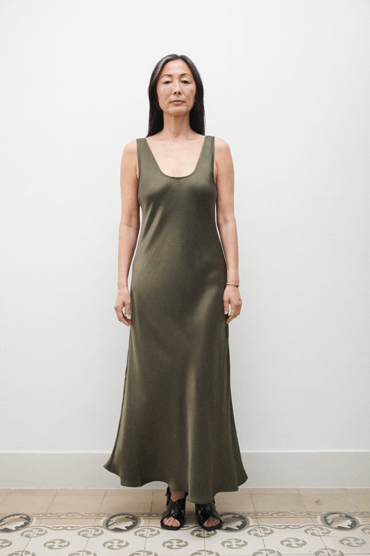 Image of Dresses. Productname: Scoop Neck Dress Pine in Pine colour by brand - Silk Laundry