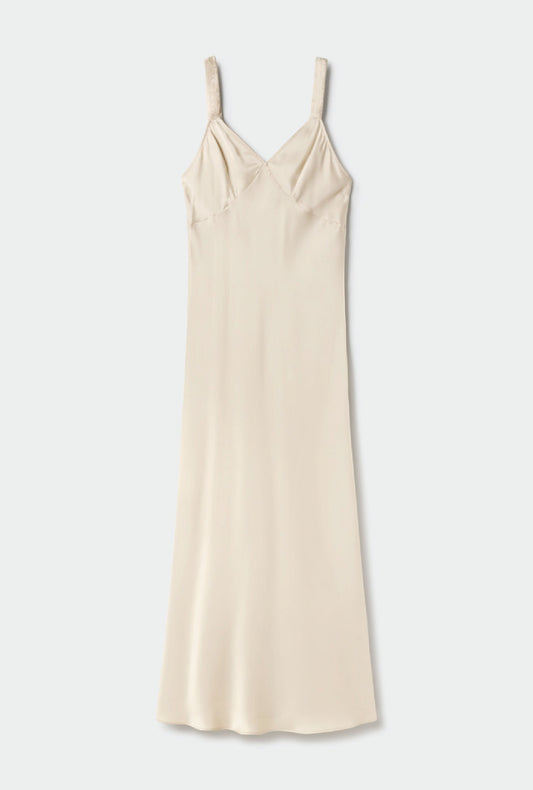 Silk Laundry Deco Ruched Dress (Hazelnut)
