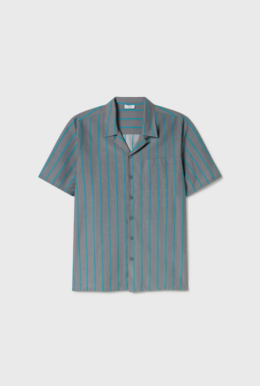Cotton Silk Camp Shirt (Oxygen Stripe)
