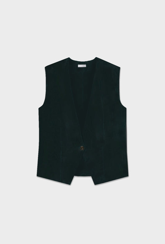 Silk Laundry Twill Slouch Vest (Black)