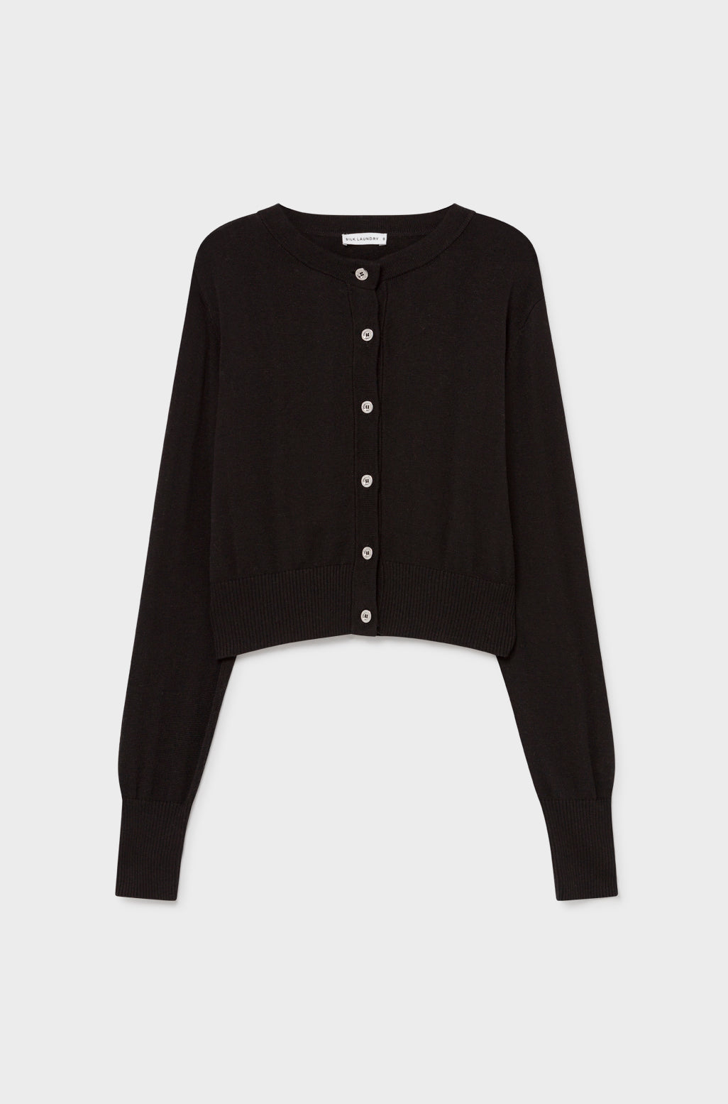 Silk Laundry Cropped Cardigan (Black)
