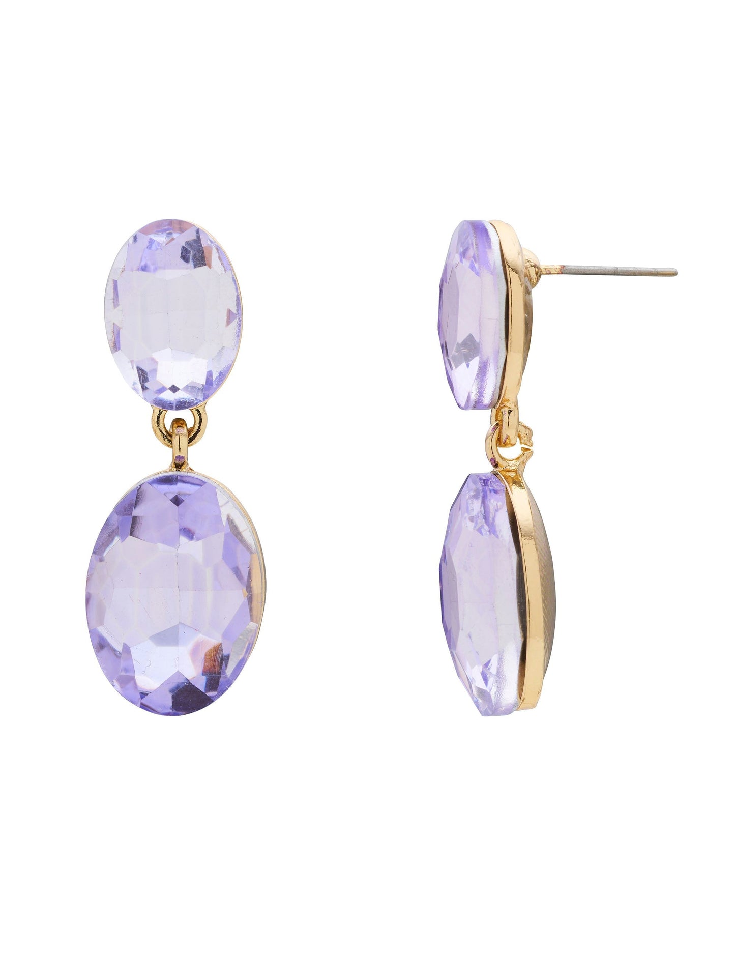 GROUP48 DOUBLE DROP OVAL STONE EARRING (Print)
