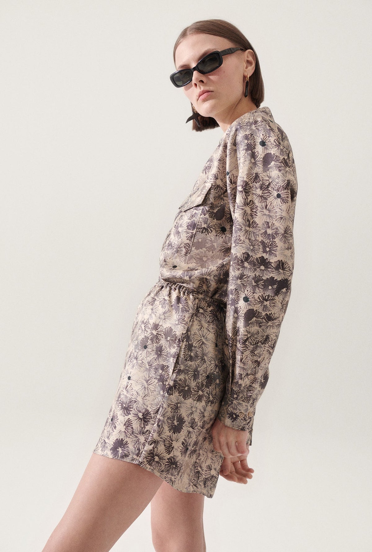 Silk Laundry Twill Racer Shorts (Aster Floral)