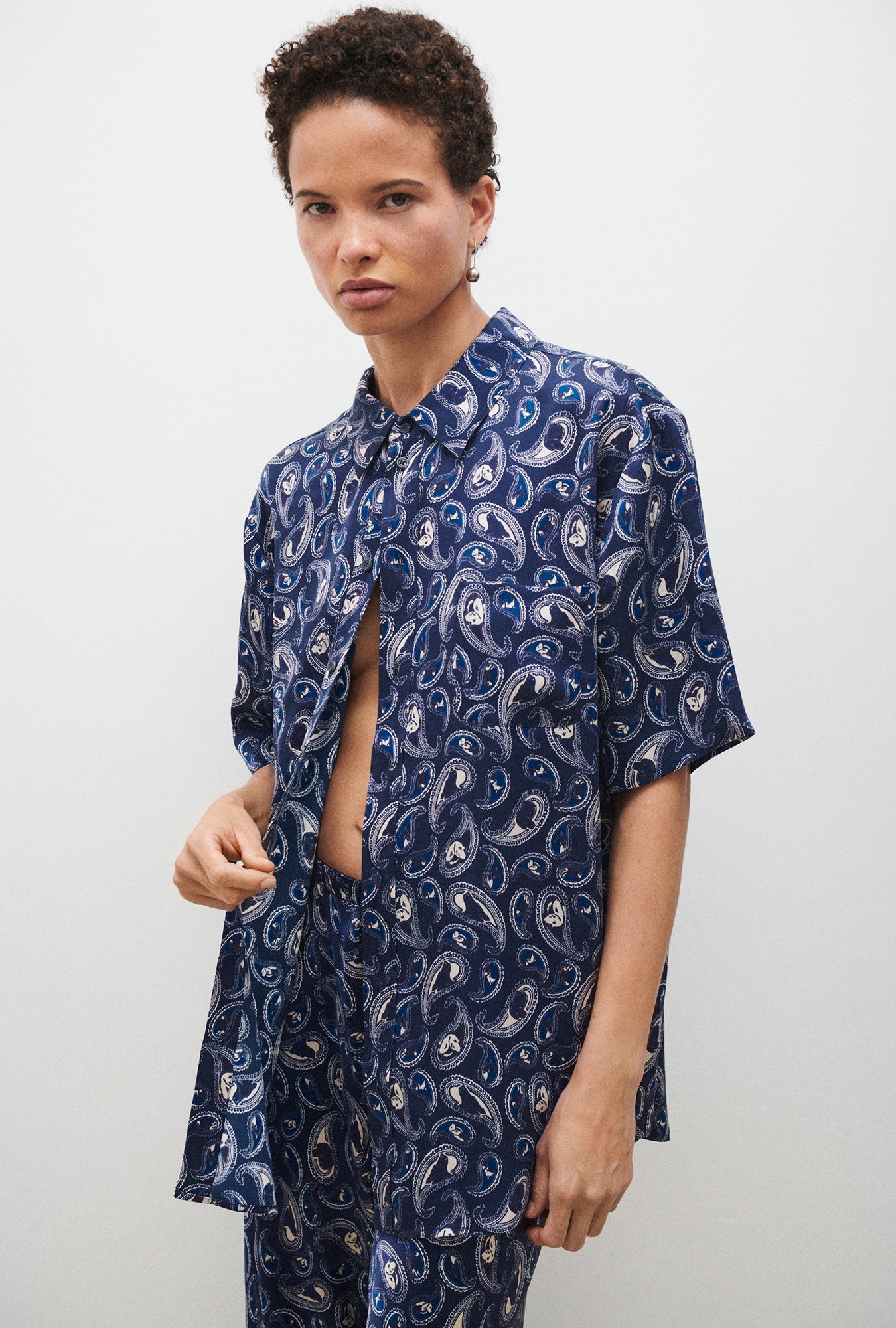 Silk Laundry Short Sleeve Boyfriend Shirt (Hounds Paisley)