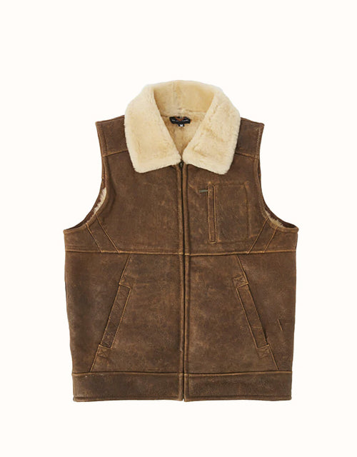 Image of a model wearing Outerwear. Product name - Dy*men Bomber Vest in Chestnut colour by brand - Unbranded/Generic