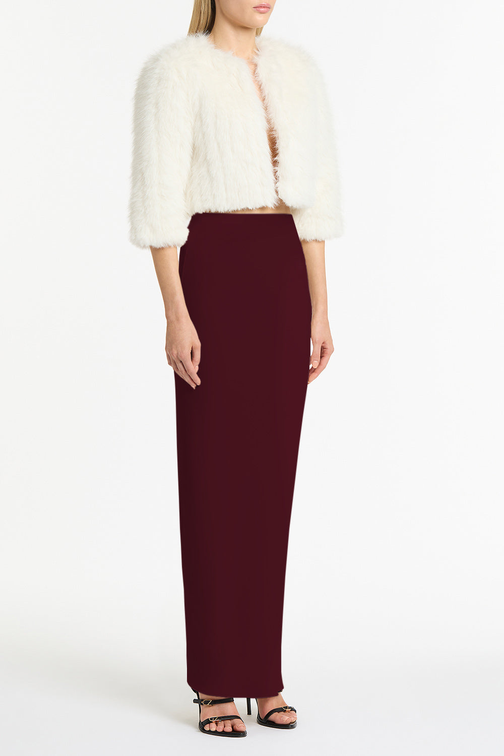 Carla Zampatti Merlot Crepe Bias Skirt (Red)